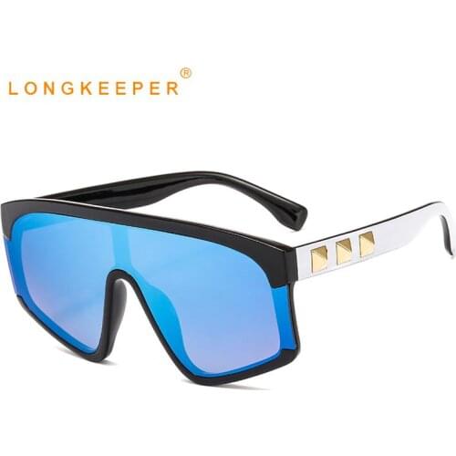 Luxury Punk Sunglasses Women Rivet Oversized Sun Glasses Cool Mirror Lens Glasses Flat Top Gradient Eyewear Oculos De Sol UV400