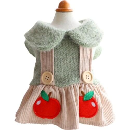 Christmas Dog Clothes Beautiful Dog Dresses for Small Dogs Luxury Apple Plush Skirt Jumpsuit Princess Cat Dress Chihuahua Yorkie