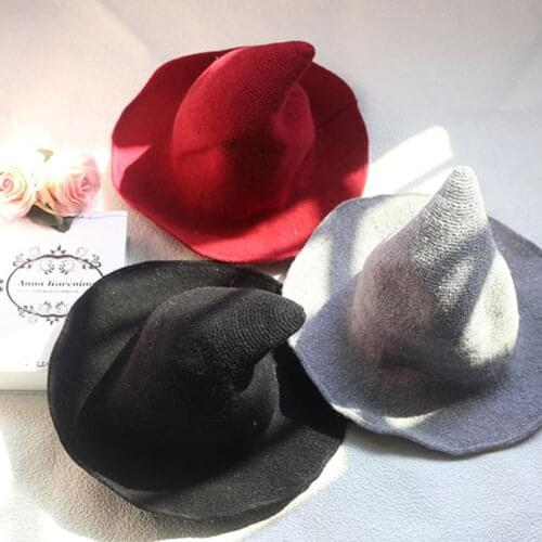 Halloween Witch Hat Men Women Foldable Wool Knitted Hat Fashion Hat Diversified Along The Hat Girlfriend Gifts Winter Cap