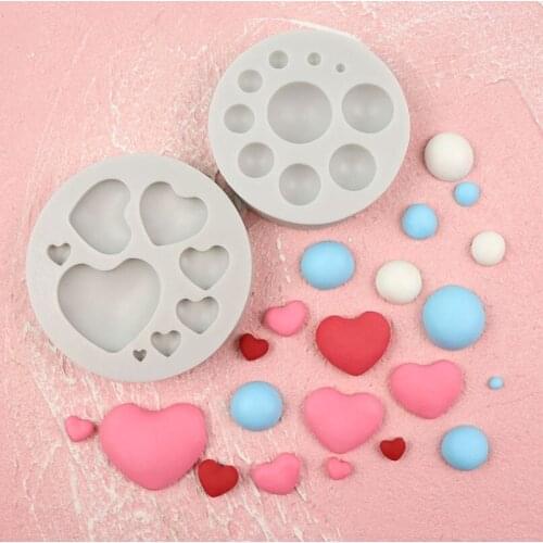 Loving Heart Shape Silicone Mold DIY Pearl Fondant Cake Chocolate Candy Decoratin Mold Supplies Handmade Soap Jelly Mold