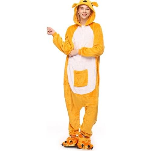 Cute Kangaroo unisex adults flannel animal Pajamas cosplay Pijama Onesies Pyjamas women Sets sleep Robe
