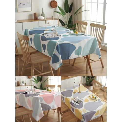 Nordic Style Tablecloth Simple Waterproof Restaurant Hotel Household Round Table Cloth Printing Plaid Geometric Animal