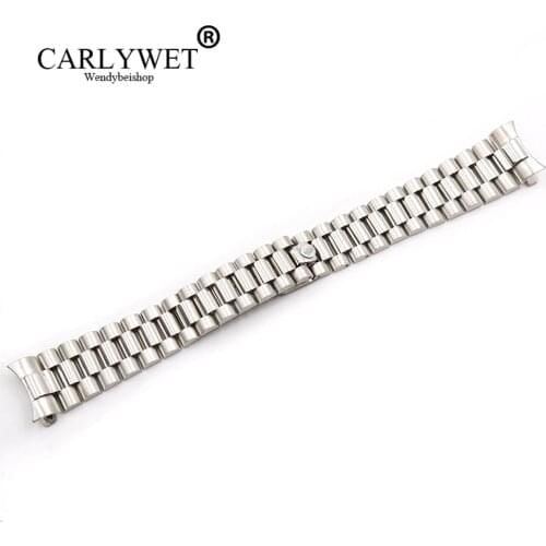 CARLYWET 20mm Wholesale Silver Hollow Curved End Screw Links 316L Stainless Steel Replacem Band Strap Old Style Jubilee Bracelet