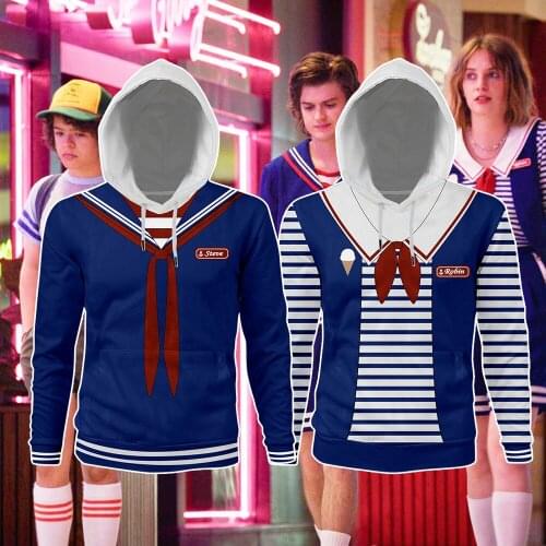 Stranger Cosplay Things Steve Robins Hoodie Long sleeve Pullover Cosplay hoodie Costumes Sweatshirt Casual Hooded