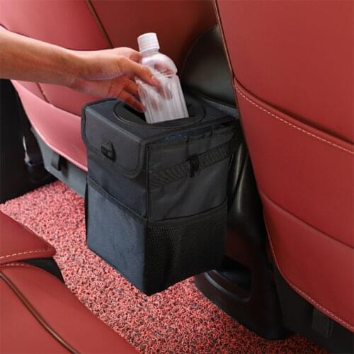 Oxford Cloth Car Trash Waterproof Can Bin Auto Organizer Garbage Dump For Trash Can Cars Storage Pockets Closeable Accessories