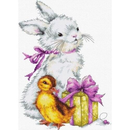Tt Counted Cross Stitch Kit Luca-S B1127 Rabbit and Duck Handmade Needlework For Embroidery 14ct Cross Stitch