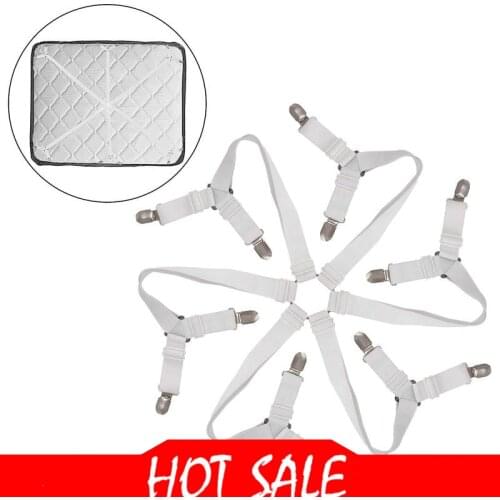 Bed Sheet Clips Grippers Fasteners 3 Way 6 Sides Sheet Suspenders Elastic Sheet Holders Mattress Clips Straps - Adjustable Fitte