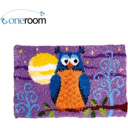 ZD598 Owl Hook Rug Kit DIY Unfinished Crocheting Yarn Mat Latch Hook Rug Kit Floor