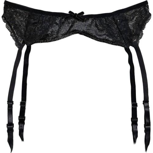 Black Bow Women Velvet Sexy Ultra Size Lace-up Metal Buckles Garter Belt for Stockings Suspenders Lingerie Underwear GA1548