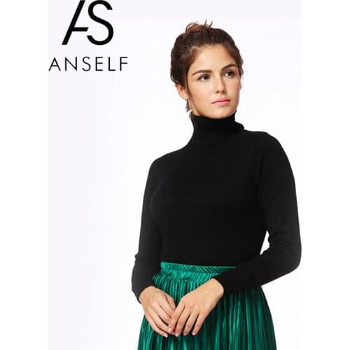 Anself Fashion Winter Ribbed Knitted Sweater Turtleneck Slim Long Sleeve Women Sweaters And Pullovers Casual Jumper Top Knitwear