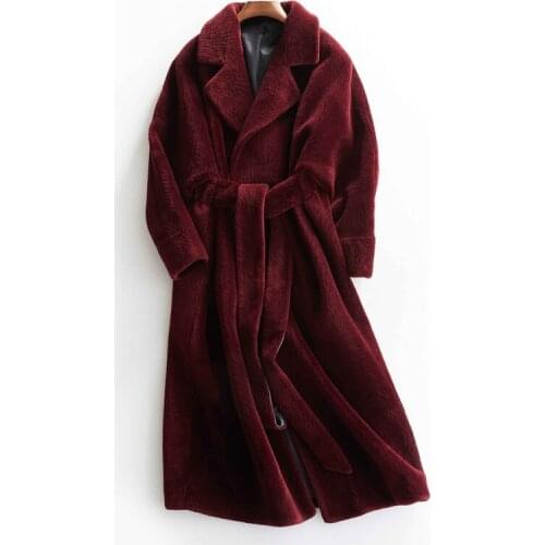 Sheep Shearing Overcoat Women Real Fur Coat Female Jacket Long Winter Warm Lamb Fur Coats casaco feminino WYQ780