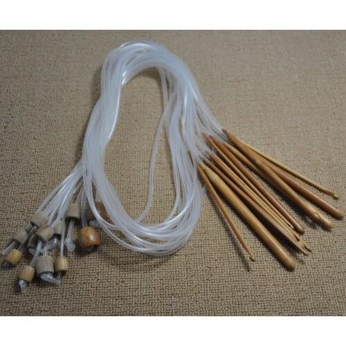 12pc/lot knitter carbonized wool sweater needle Extended crochet with bead crochet carpet weaving ring needlen Diy tools weaving