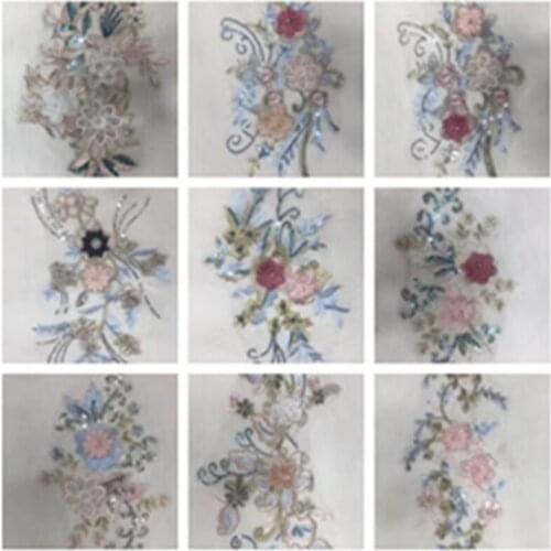 Handmade 3D colorful sequined and beaded flower patches,9 styles available, XERY191024D