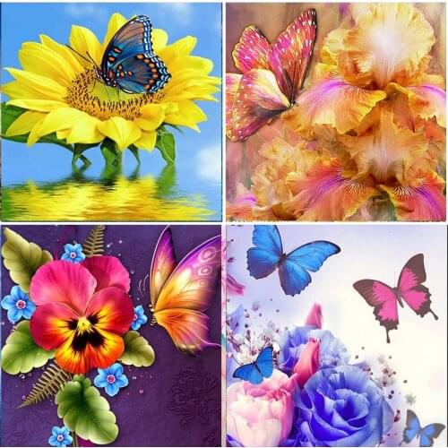 5D DIY Diamond Painting Butterfly Flowers Home Decor Gift Embroidery Full Round Drill Display Plant insects Full Square Stitch
