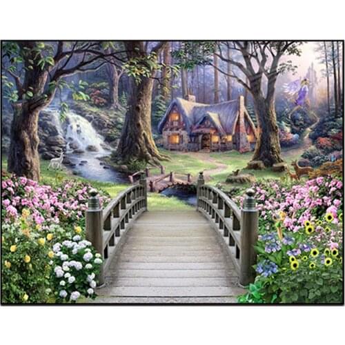 5D Diy Diamond Painting Garden Lodge Full Square Round Drill Embroidery Cross Stitch Kits Bird Christmas DecorationZP-4037