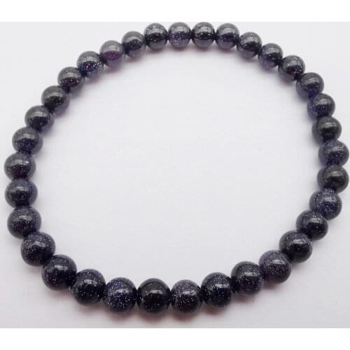6MM Blue Sandstone Beads Bracelet Bangle Stretch 7.5 Inch Jewelry For Woman Gift G635
