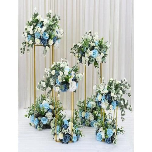 60cm 80cm 100cm Tall Flower Vase Gold Column Stand Metal Road Lead Wedding Centerpiece Flower Rack For Event Party Decoration