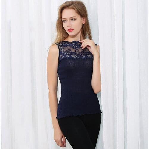 70%Silk +30% Cotton Ladies Lace Vest Stomacher Type High Elastic Thread Slim Vest Women Sexy Camisoles