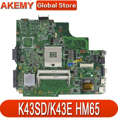 AK K43SD/K43E Laptop motherboard for ASUS K43E K43SD A43E P43E Test original mainboard HM65