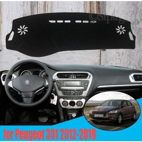 Anti-Slip Anti-UV Mat Dashboard Cover Pad Dashmat Protect Carpet for Peugeot 301 2012-2019 Accessories