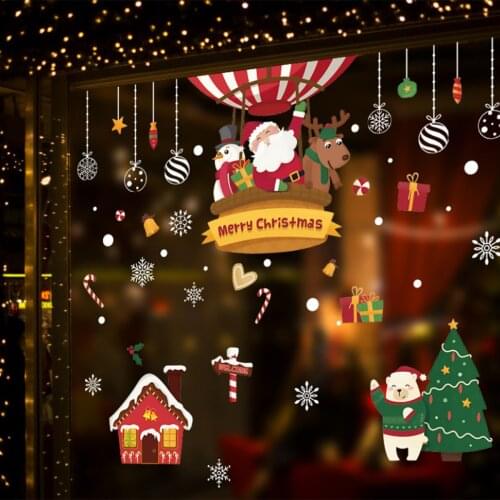 Free Shipping Christmas Wall Stickers Colorful PVC Decals Wall Window Showcase Decor Stickers Home Office