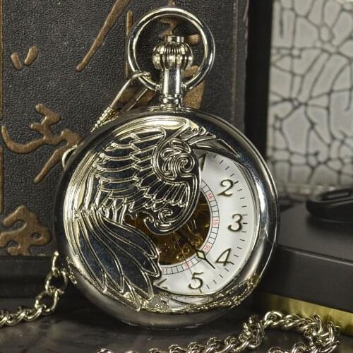 TIEDAN Skeleton Mechanical Pocket Watches Men Retro Antique Luxury Brand Necklace Steampunk Automatic Pocket & Fob Watch Chain
