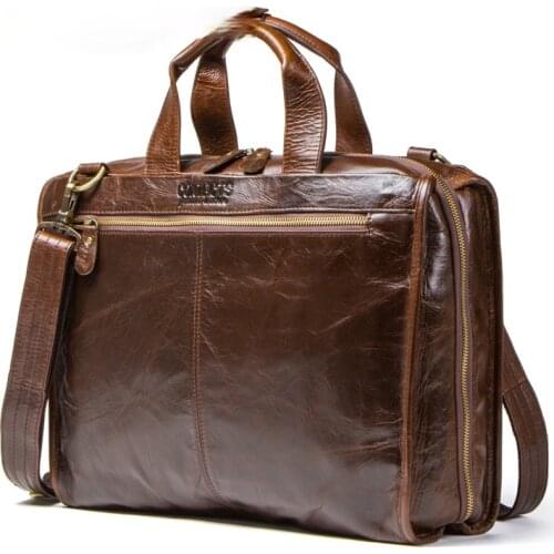 Cowhide business briefcase mens shoulder messenger bag casual computer bag