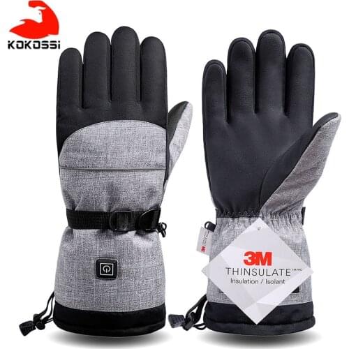 KoKossi One Pair Electric Thermal Ski Gloves Rechargeable Battery Heated Gloves Cycling Motorcycle Bicycle Ski Gloves Unisex