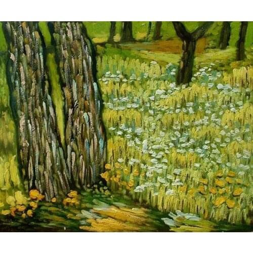 Handmade Canvas Oil Painting Replicas Pine Trees and Dandelions in the Garden of St. Paul Hospital by Vincent Van Gogh Unframed
