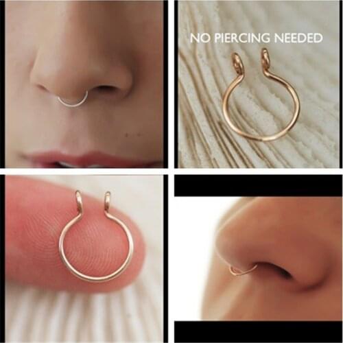 Nose ring 1PC Fake Septum Surgical Clicker Steel Exaggerate Modern Hyperbole Nose Ring Non Piercing Clip