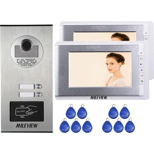Apartment 7" Color LCD Video Intercom Door Phone System 2 Monitors + RFID Access Outdoor Camera for 2 Family House FREE SHIPPING