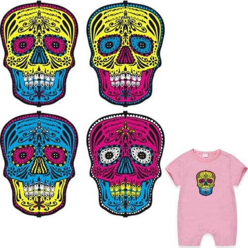 Mexican Skulls Iron On Transfer Hiphop Parches New Diy Accessory Print On T-Shirt Clothes Decoration Washable Thermal Patches