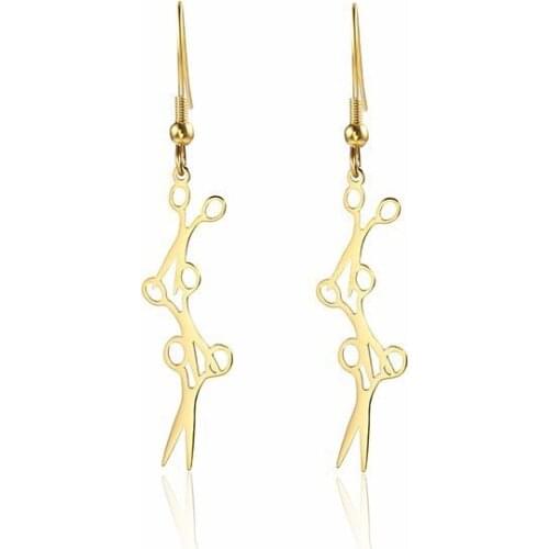 RIR Stainless Steel Miniature Tools Small Scissors Drop Earrings Creative Novelty Ladies Hairdresser Handmade Art Jewelry Gift