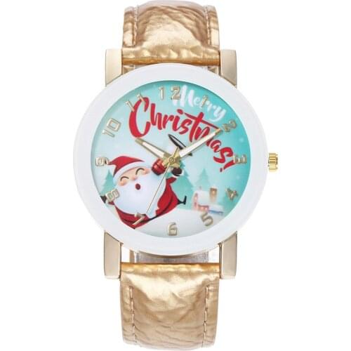 New Christmas Pattern Women Casual Watch ladies Leather Luxury Watches Woman Quartz Wristwatch female Clock Hours black Gift