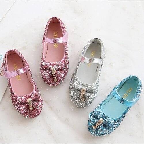 Girls Shoes Bling Princess Shoes Children Crystal Mary Janes Glitter Wedding Shoes Butterfly Dance Party Shoes Spring Autumn