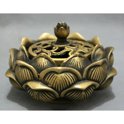 Excellent Chinese Bronze Lotus Flower Incense Burner Censer