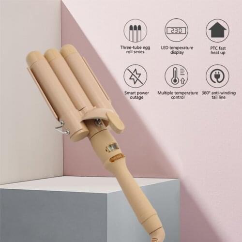 Ihongsen Professional Hair Curler Ceramic Negative Ion Hair Care Three Tube Hair Curler Egg Roll LCD One Minute Rapid Heating