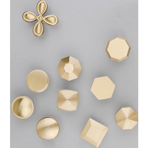 Light Luxury Golden Door Knob Pure Copper High-end Drawer Pulls Cupboard Single Hole Handle Furniture Hardware Accessories