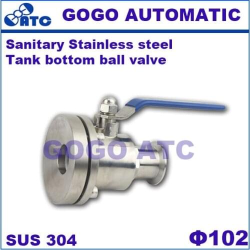 Sanitary Stainless steel 304 O.D 102 MM Bottom valve flange bottom valve Sanitary Tank bottom ball valve