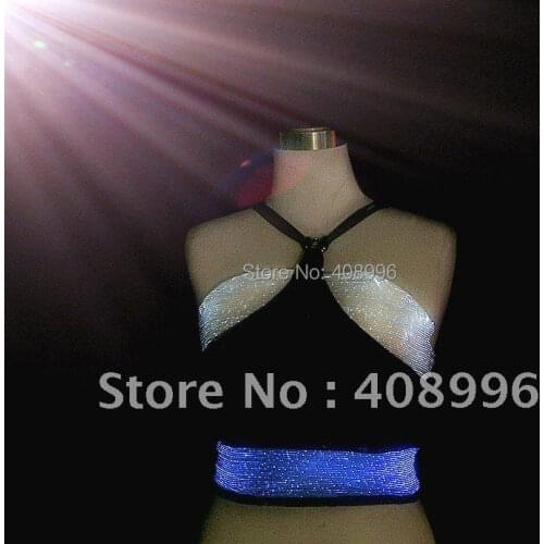 Sexy optical fiber luminous costume for performance/fashion dress/Show Clothing