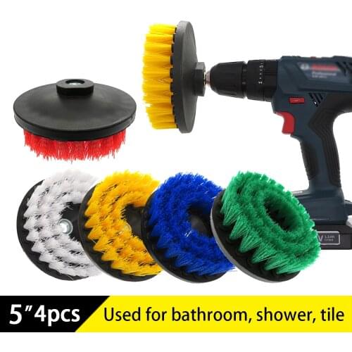 5inch Electric Scrubber Brush Power Cleaning Nylons Brush kit for Shower Bathroom Car Leather Plastic Wooden Furniture Cleaning