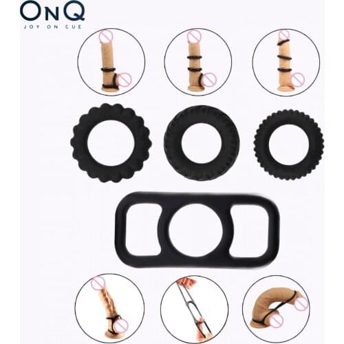 Two-in-one Silicone Penis Ring Cock Ring Scrotum Chastity Toys for Men Ejaculation Delay Super Stretchy Male Erection Ring Lock