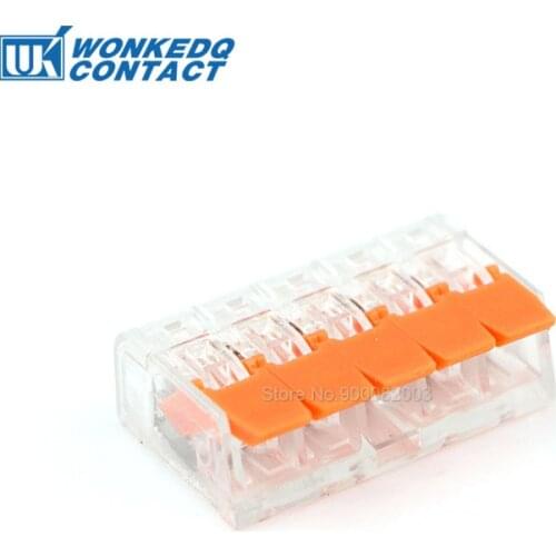 Splice Connector 5 Pin 221-415 Electrical Cable Terminals for Wire Spring Lever Push in Compact Splicing Fast Connectors 10Pcs
