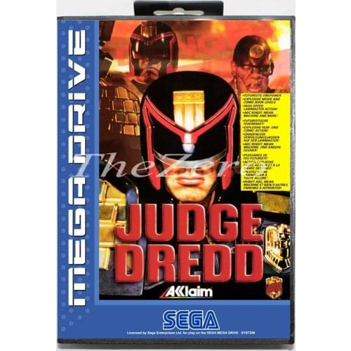 JudgeDredd with Box for 16 bit MD Video Game Card for Sega Mega Drive/Genesis