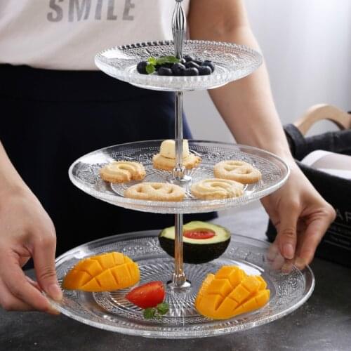 High Quality European Cake Stand Fruits Snack Food Storage Tray Plates 3-layer Plastic Plate Wedding Party Storage Trays Decor