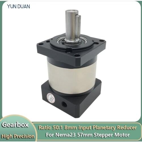 Top Quality 50:1 NEMA23 57mm Ratio 50 Planetary Reducer 12Arcmin 8mm Gearbox Reducer for Closed Loop Stepper Motor Mask machine