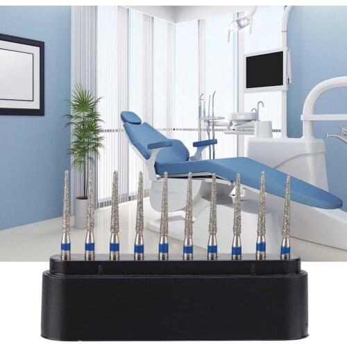 10pcs FG 1.6mm High Speed Dental Natural Diamond Burs Good Resistance Dentist Tool Stainless Steel Handle High Strength No Rust