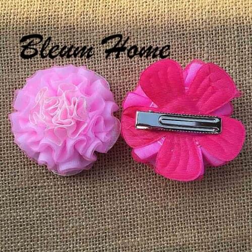 Bleum Home 2pcs girls present Children Handmade Lace silk flowers Barrettes Hair Claw Party Hair Accessories Female Hairgrips