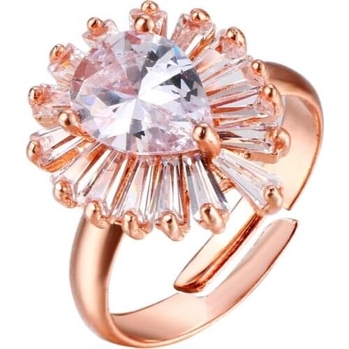 Bettyue Brand Tear Drop Woman Simple Ring Romantic Lovers Champagne AAA Zircon Ring Jewelry Wedding Birthday Gift Party