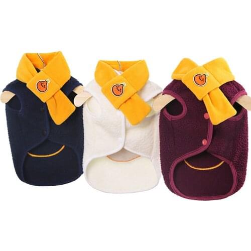 1Set Dog Hoodie Coat With Scarf Fleece Warm Vest Coat Jacket Winter Pineapple Pattern White Navy Cat Clothing Pet Outfit Apparel